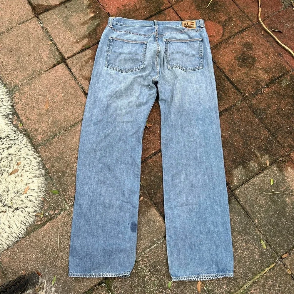 Ralph Lauren Faded Light Blue Relaxed Straight Leg Jeans Size 38x34